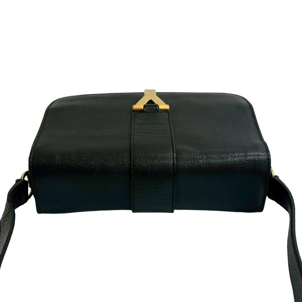 Saint Laurent Yves Logo Leather Shoulder Bag Pochette Black — view 4