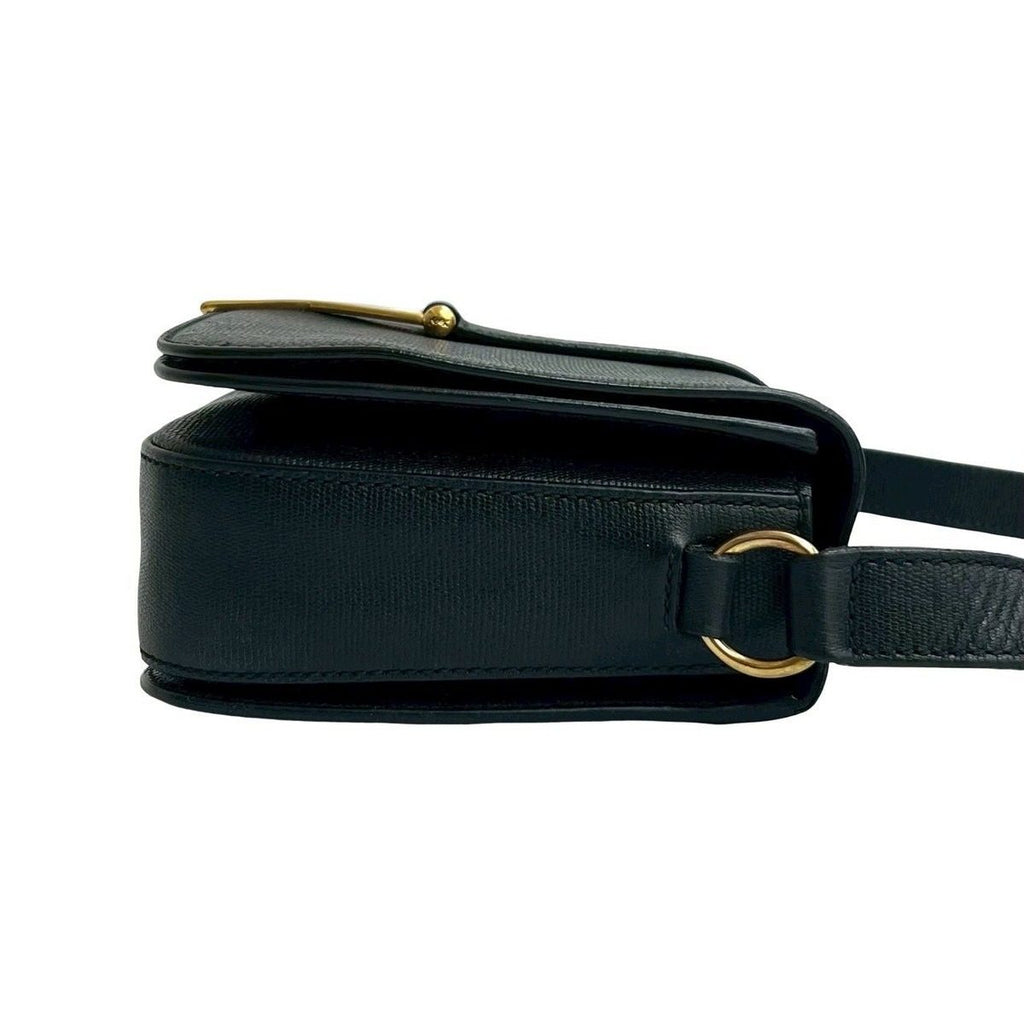 Saint Laurent Yves Logo Leather Shoulder Bag Pochette Black — view 6