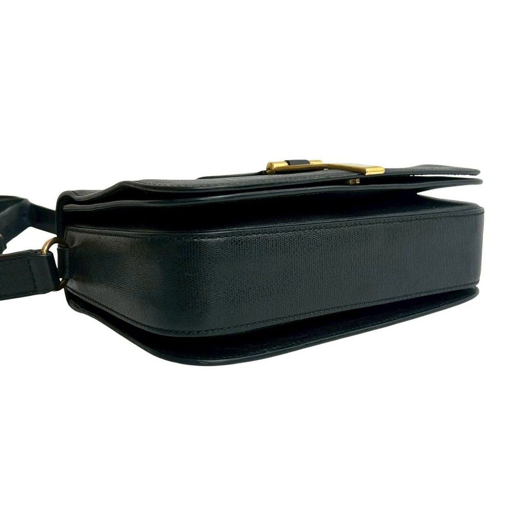 Saint Laurent Yves Logo Leather Shoulder Bag Pochette Black — view 7