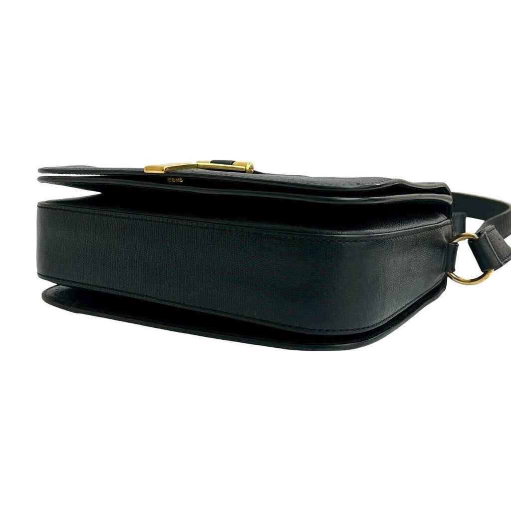 Saint Laurent Yves Logo Leather Shoulder Bag Pochette Black — view 8