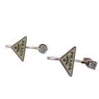 Prada Triangle Logo Symbol Earrings White