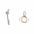 Hermes Curiosity Charm Set Of 2 Gold Color Silver Pendant Top Eye — view 2