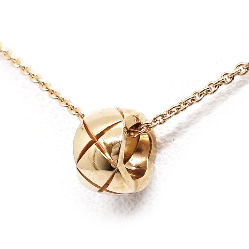 Chanel 18k Pink Gold Coco Crush Necklace Beige Quilted