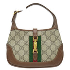 Gucci 2-Way Bag Jackie 1961 GG Supreme Canvas Leather Beige Brown Gold Mini