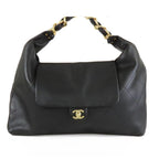 Chanel Maxi Hobo AS Black Gold Calfskin Handbag