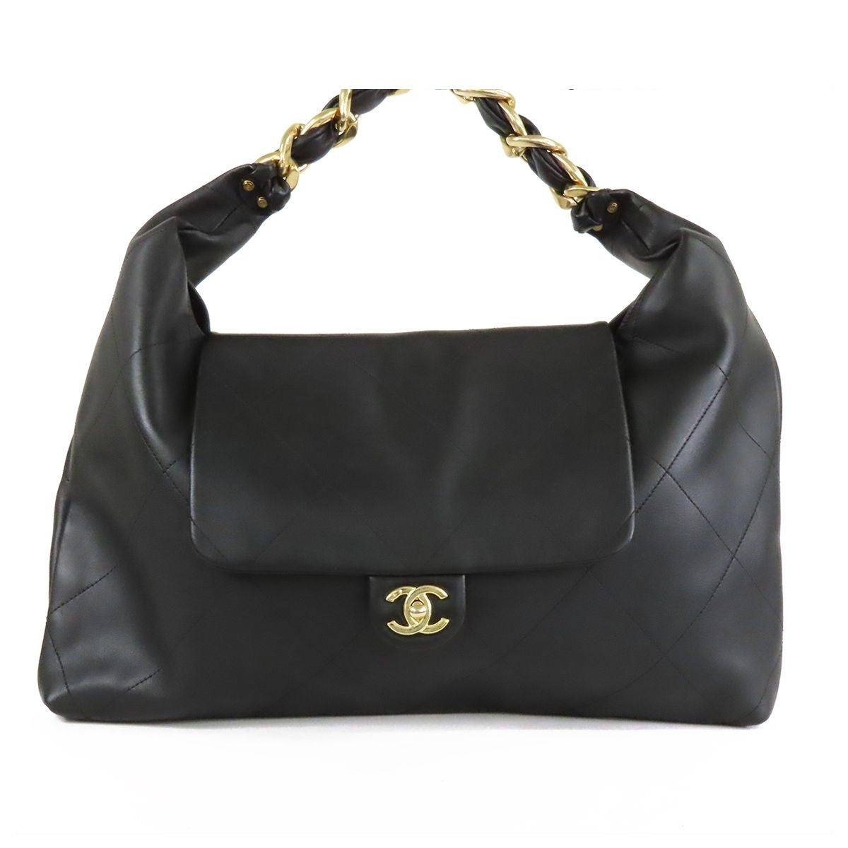 Chanel Maxi Hobo AS Black Gold Calfskin Handbag