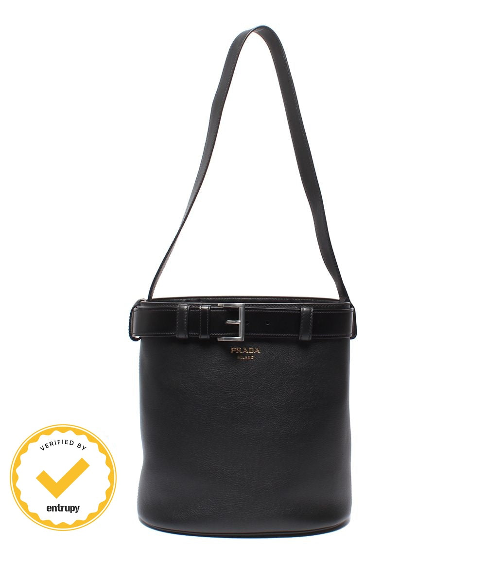 Prada Shoulder Bag Buckle with Belt Leather