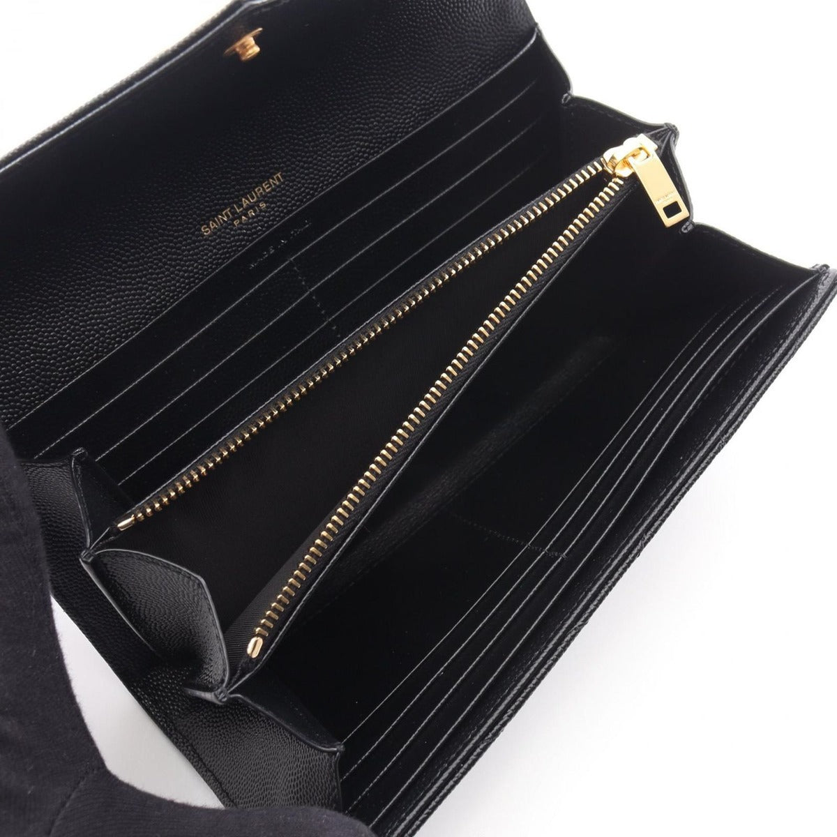 Saint Laurent Paris Bifold Long Wallet Monogram Nero Leather — view 3