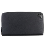 Prada 2 Ml188 Saffiano Leather Triangle Logo Plate Round Zip Long