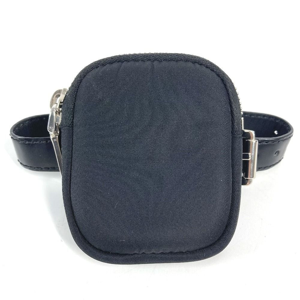 Prada Pouch Triangle Logo Leather Nylon Black