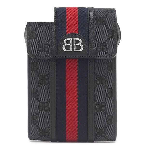 Gucci Shoulder Bag the Hacker Project Canvas Leather Black Silver Collaboration