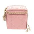 Dior Lady Chain Cube Micro Pouch Patent Leather Pink