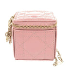 Dior Lady Chain Cube Micro Pouch Patent Leather Pink