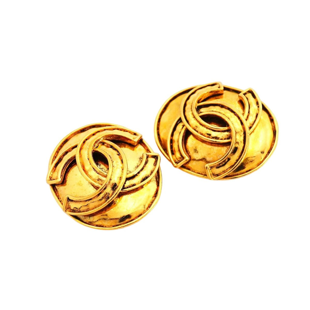 Chanel Earrings Vintage CC Logo Oval Gold Plated — view 2