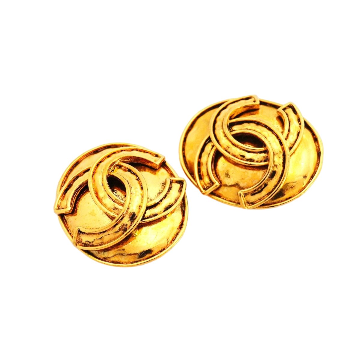 Chanel Earrings Vintage CC Logo Oval Gold Plated — view 2