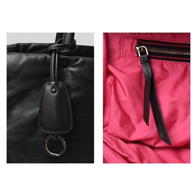 Prada Tote Logo Leather Black Pink — view 3