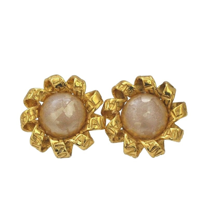 Chanel Earrings Gold White Accessories GP — view 4
