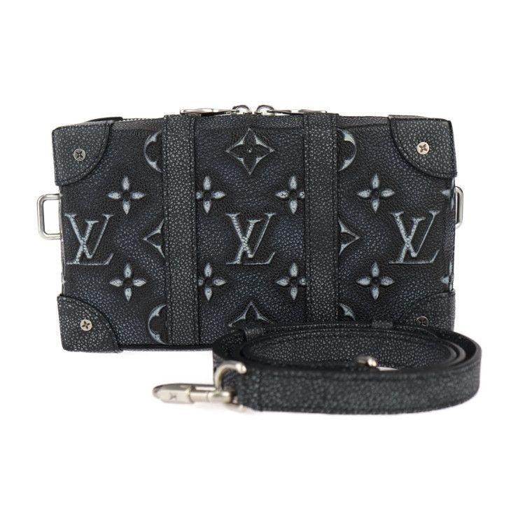 Louis Vuitton Soft Trunk Wallet Shoulder Bag Leather Black Silver