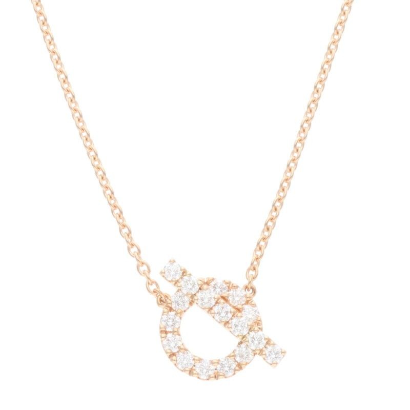Hermes Finesse 18K Pink Gold Diamond Necklace — view 2