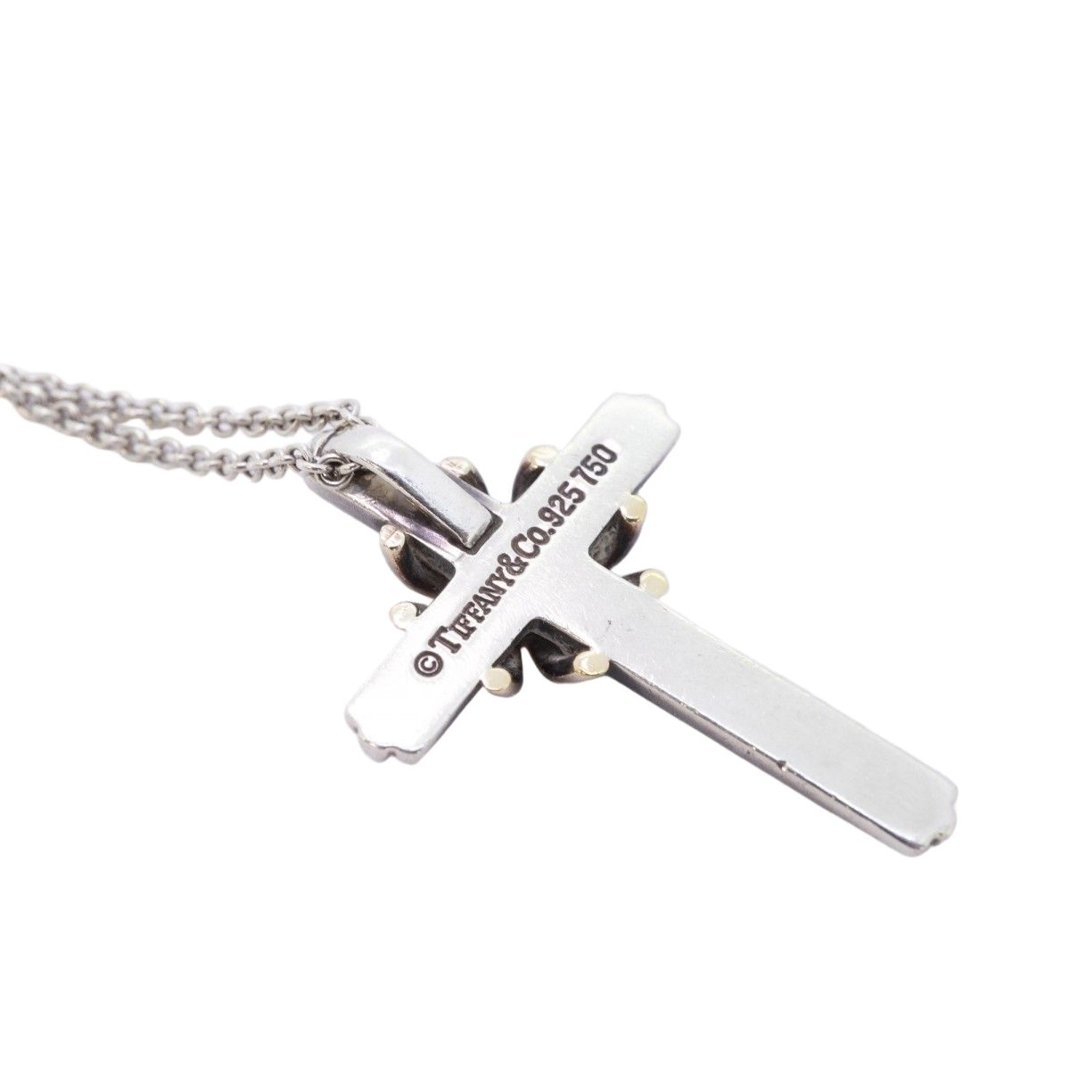 Tiffany & Co Necklace Signature Cross 18k Yellow Gold Silver — view 2
