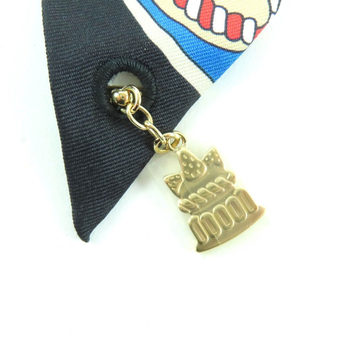 Hermes la Patisserie Francaise Silk Noir Blanc Bleu Twill Charm Scarf — view 6