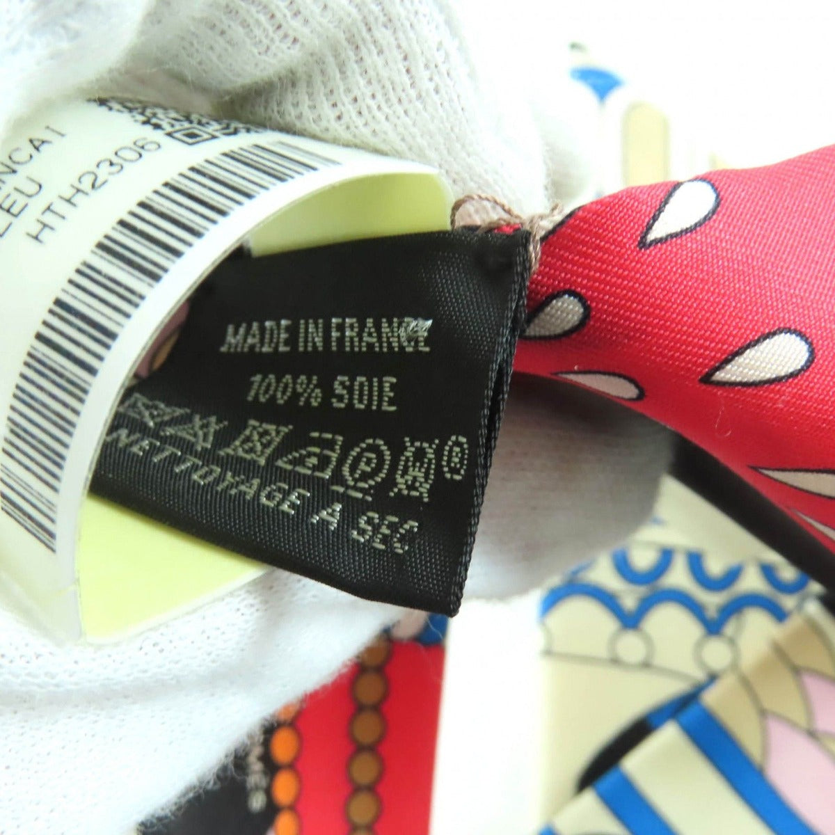 Hermes la Patisserie Francaise Silk Noir Blanc Bleu Twill Charm Scarf — view 7