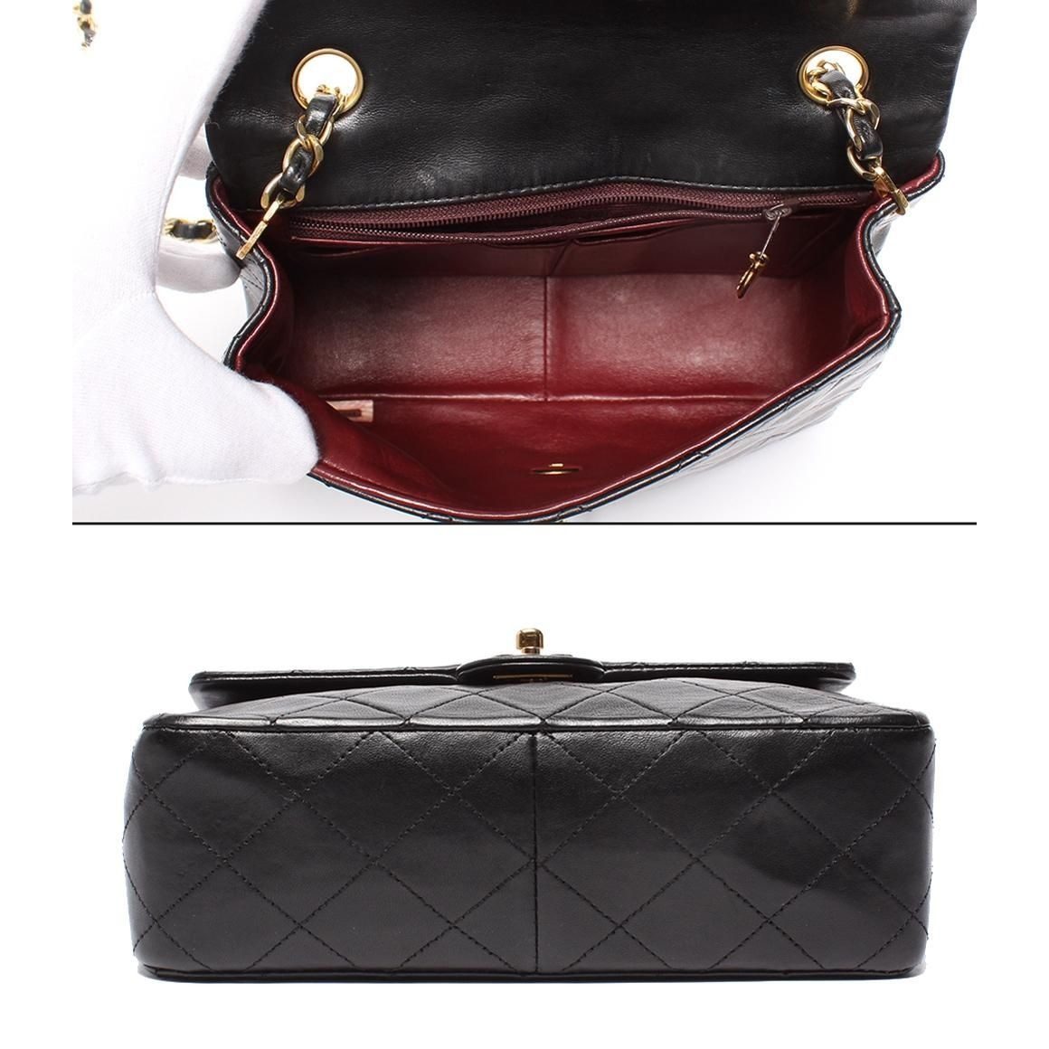 Chanel Chain Shoulder Bag Gold Quilted 20 Lambskin Single Flap — view 3