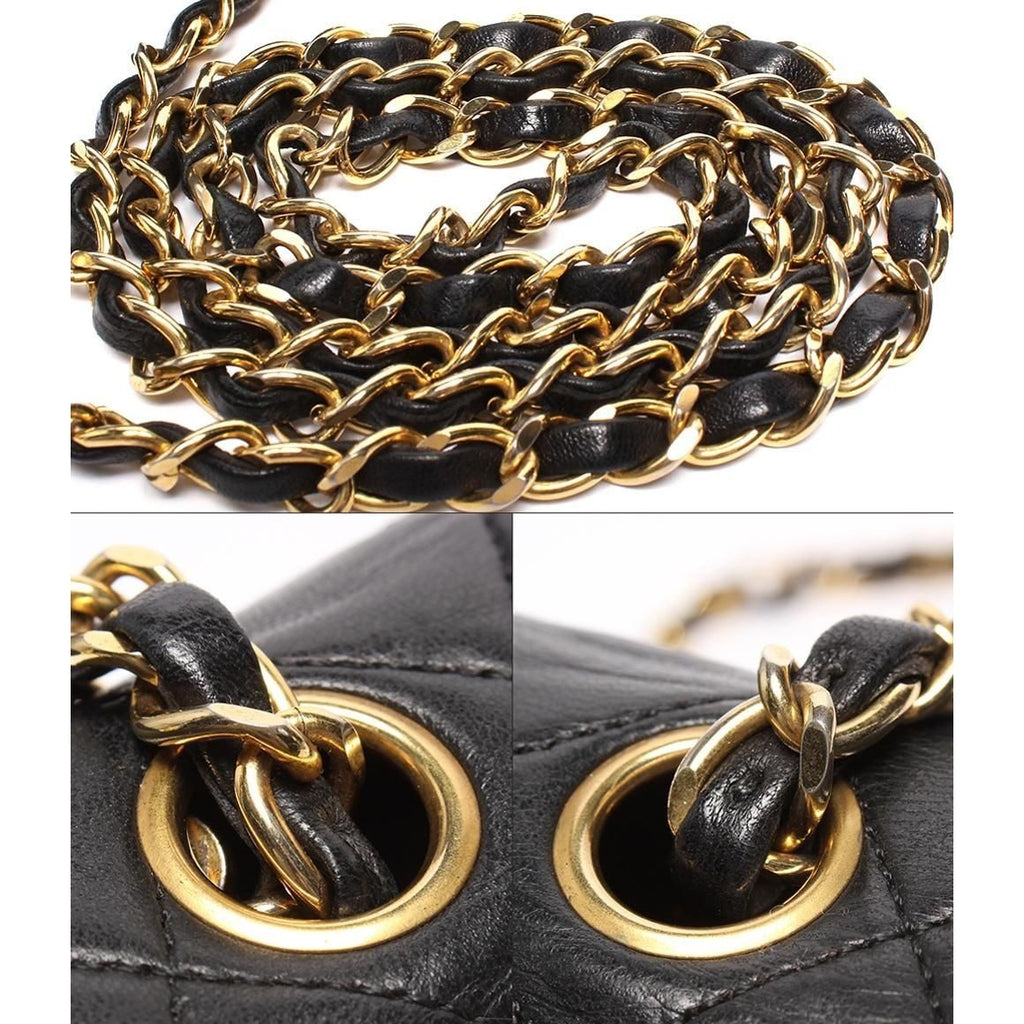 Chanel Chain Shoulder Bag Gold Quilted 20 Lambskin Single Flap — view 9
