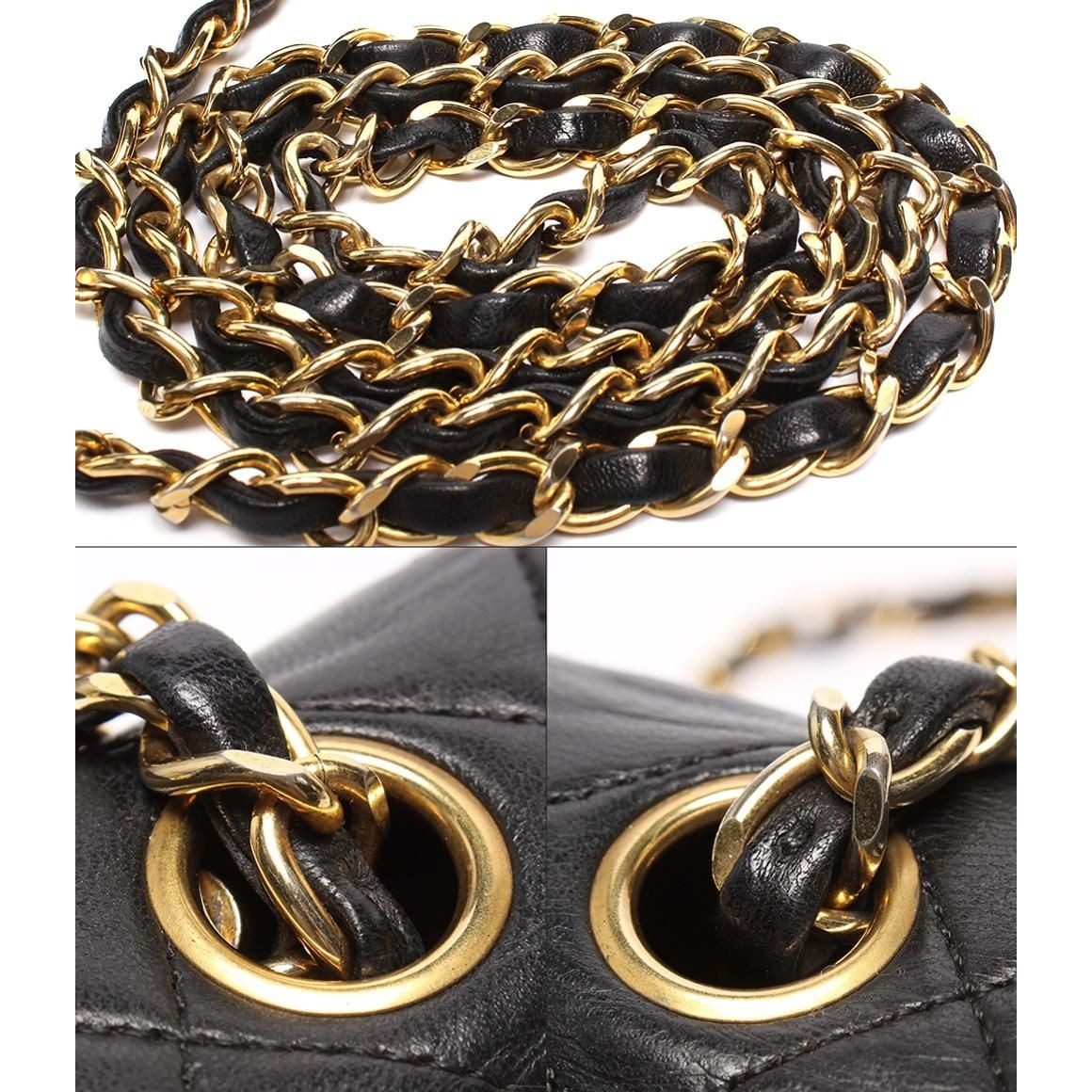 Chanel Chain Shoulder Bag Gold Quilted 20 Lambskin Single Flap — view 9