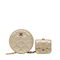 Chanel CC Logo Quilted Coin Case Airpods Earrings Gold