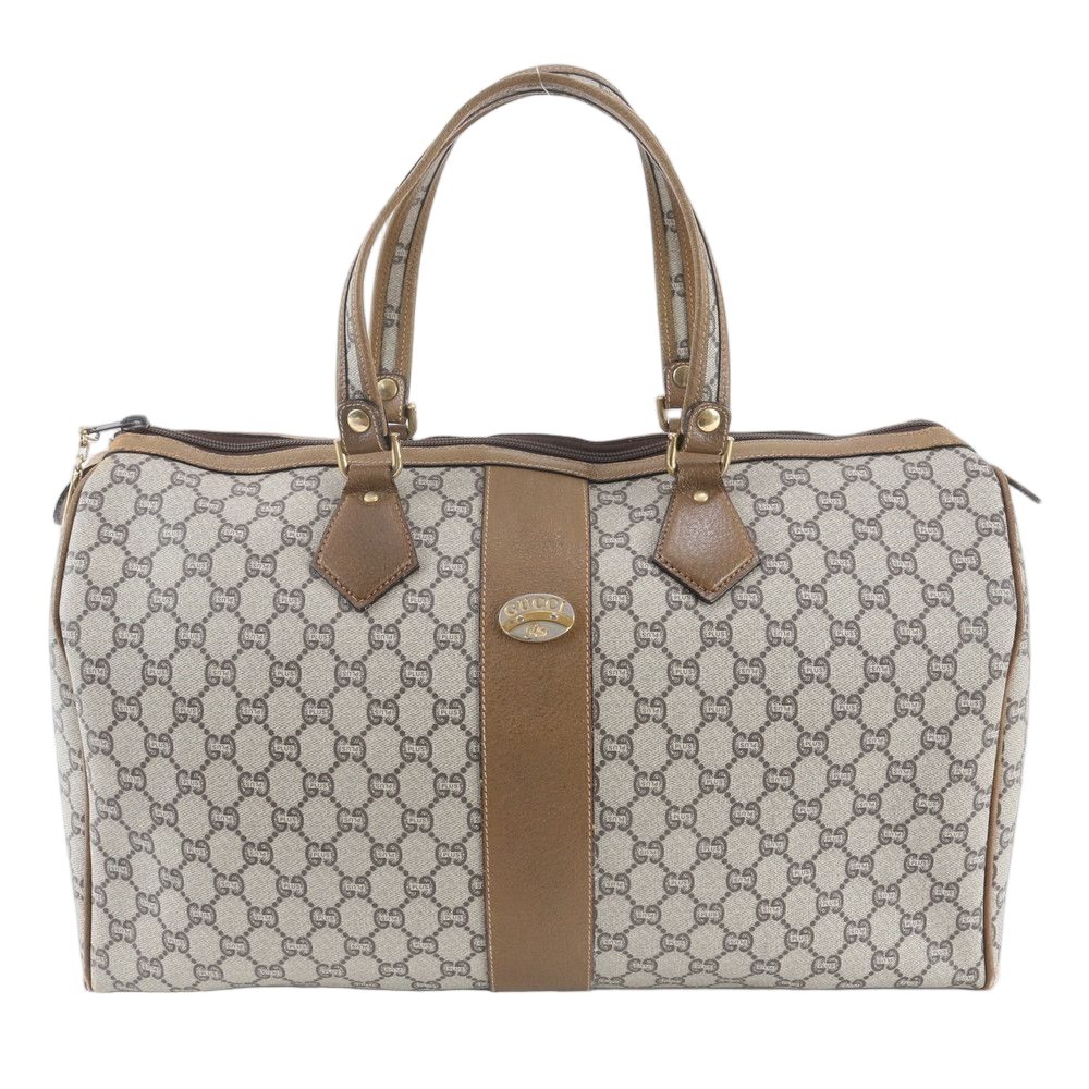 Gucci Vintage GG Plus Leather Boston Bag Tote Carry