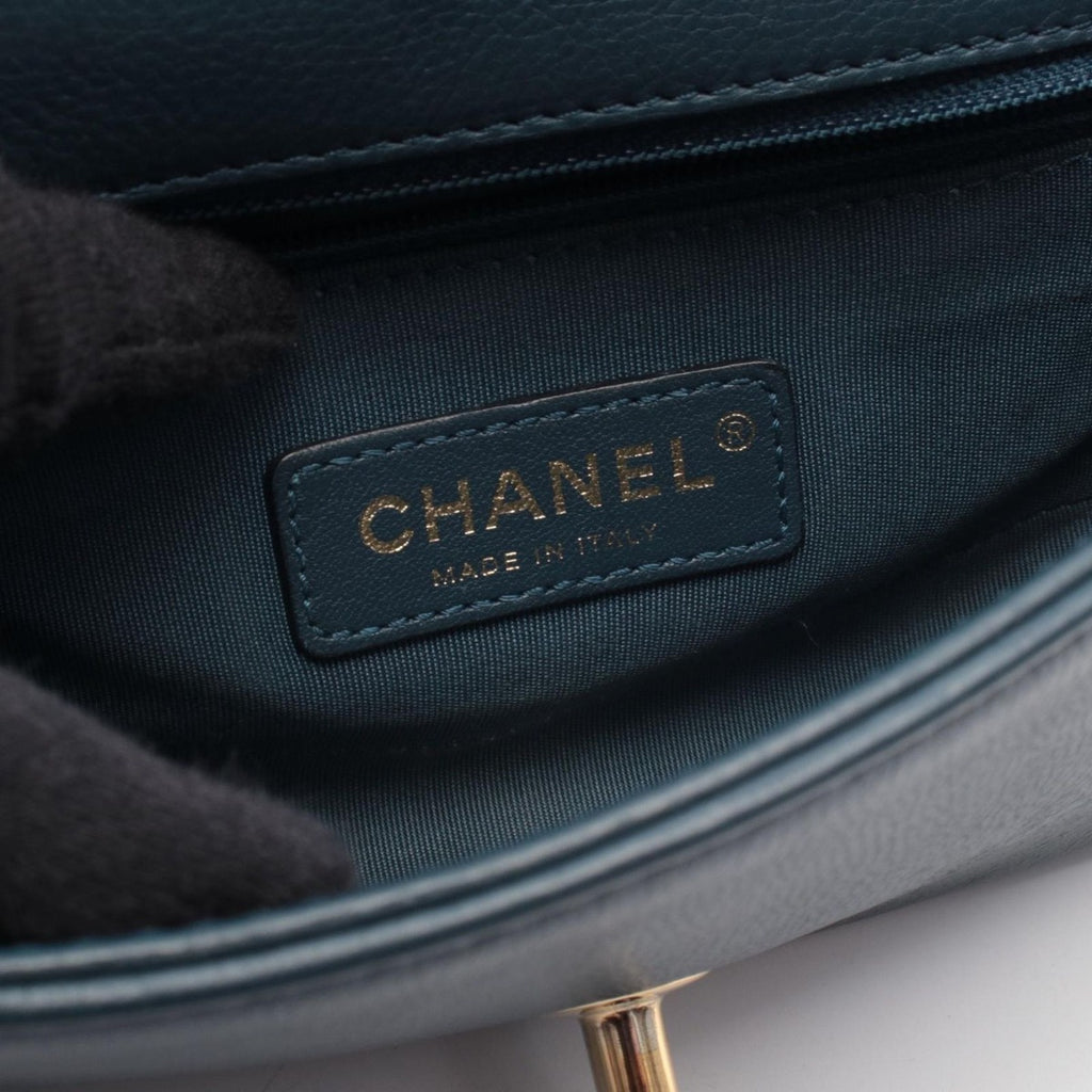 Chanel Shoulder Bag Quilted Blue Leather Mini Chain — view 4