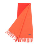 Hermes Cashmere Rouge Pavot Capucine Reversible H Logo Perforated with Fringe — view 3