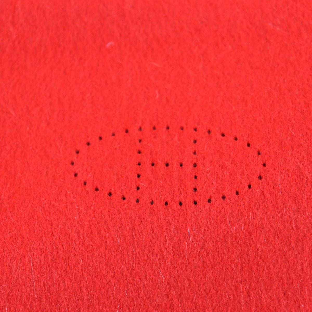 Hermes Cashmere Rouge Pavot Capucine Reversible H Logo Perforated with Fringe — view 6