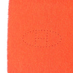 Hermes Cashmere Rouge Pavot Capucine Reversible H Logo Perforated with Fringe — view 7