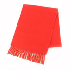 Hermes Cashmere Rouge Pavot Capucine Reversible H Logo Perforated with Fringe