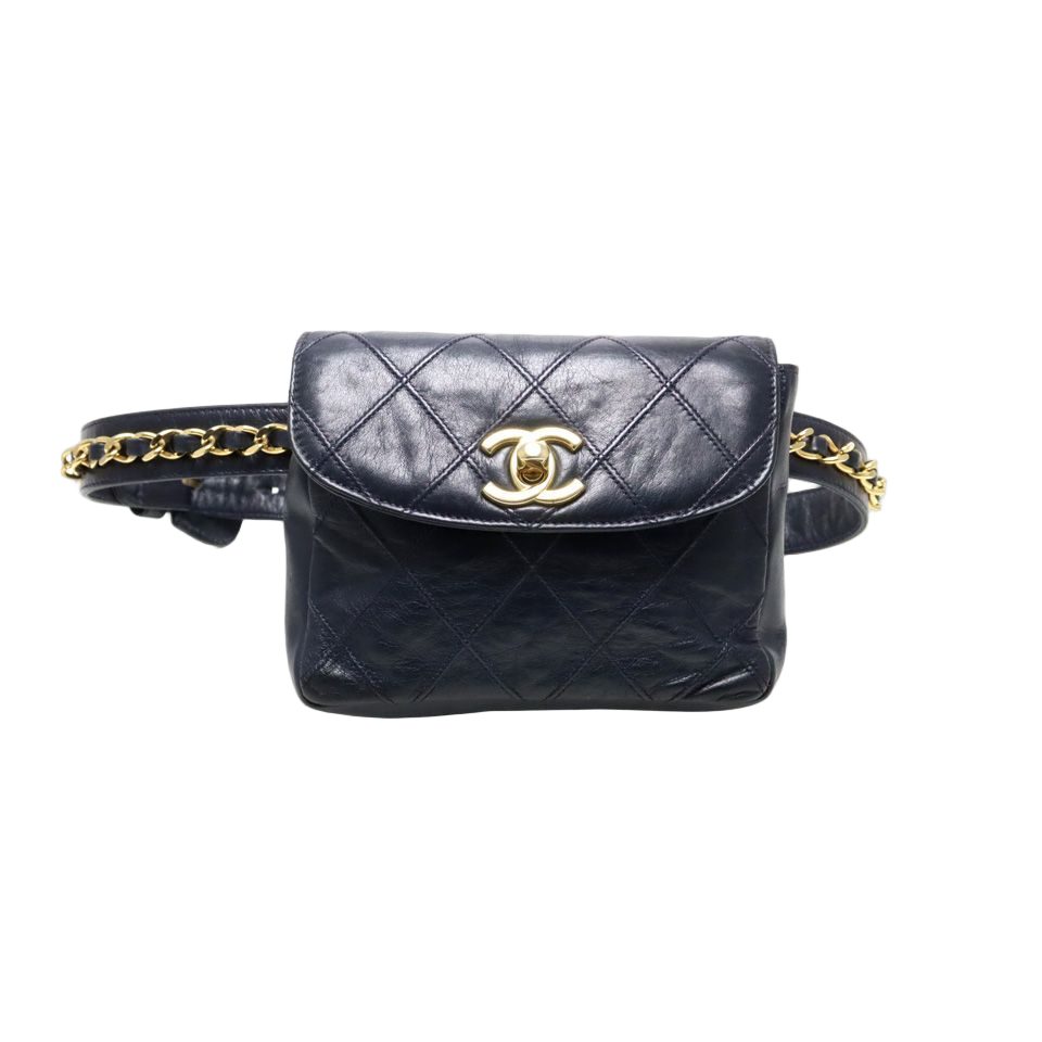 Chanel Bicolor Quilted GD Leather Belt