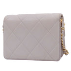 Chanel Chain Shoulder Bag Light Gray Gold Lambskin Quilted CC Mark — view 2