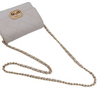 Chanel Chain Shoulder Bag Light Gray Gold Lambskin Quilted CC Mark — view 4