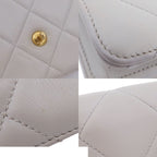 Chanel Chain Shoulder Bag Light Gray Gold Lambskin Quilted CC Mark — view 6