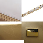 Chanel Chain Shoulder Bag Light Gray Gold Lambskin Quilted CC Mark — view 8