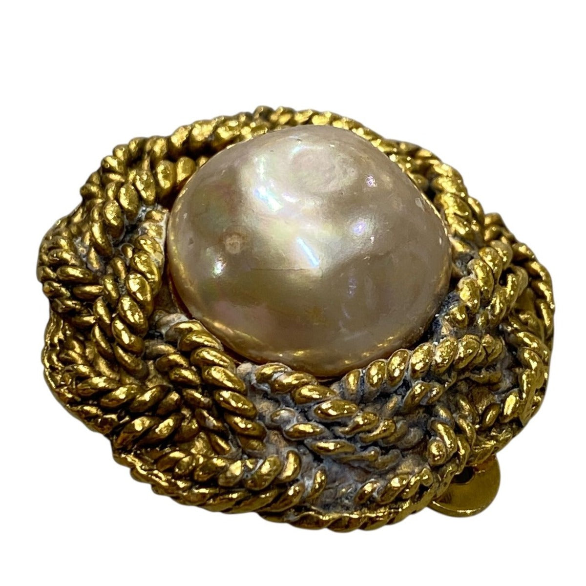 Chanel Pearl Earrings Vintage Gold — view 6