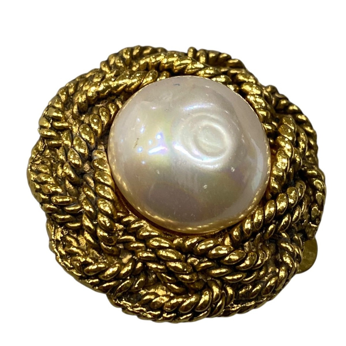 Chanel Pearl Earrings Vintage Gold — view 7