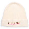 Celine 22 AW Gradient Logo Embroidered Beanie Knit Hat 2 A07 Z666 Q White
