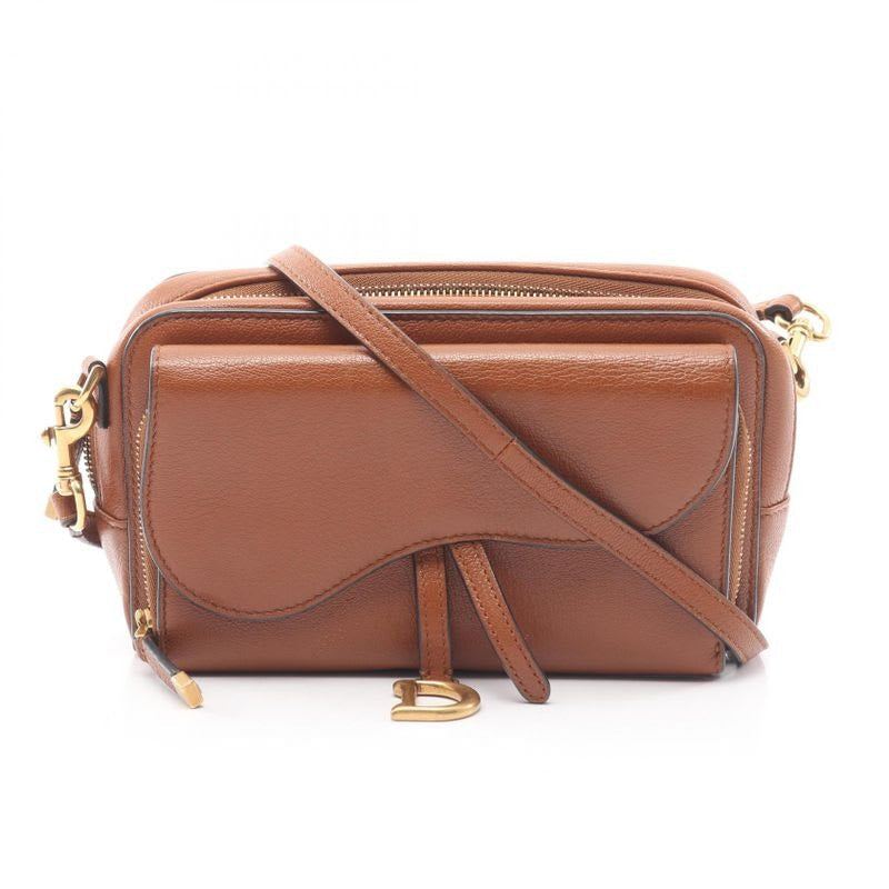 Dior Double Saddle Pouch Brown Leather — view 2