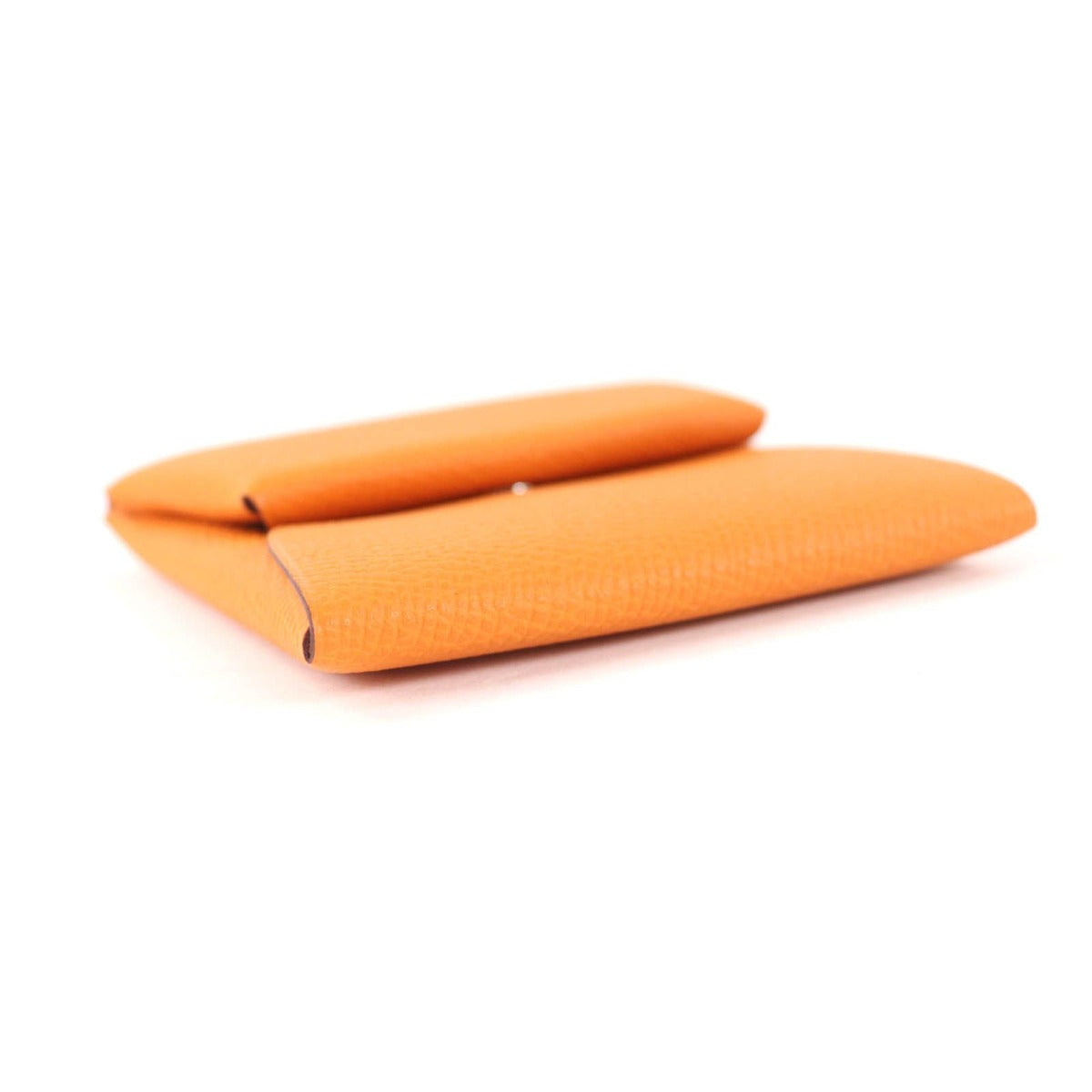 Hermes Bastia Orange Veau Epsom Leather Coin Case Purse B Stamped — view 4