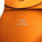 Hermes Bastia Orange Veau Epsom Leather Coin Case Purse B Stamped — view 7
