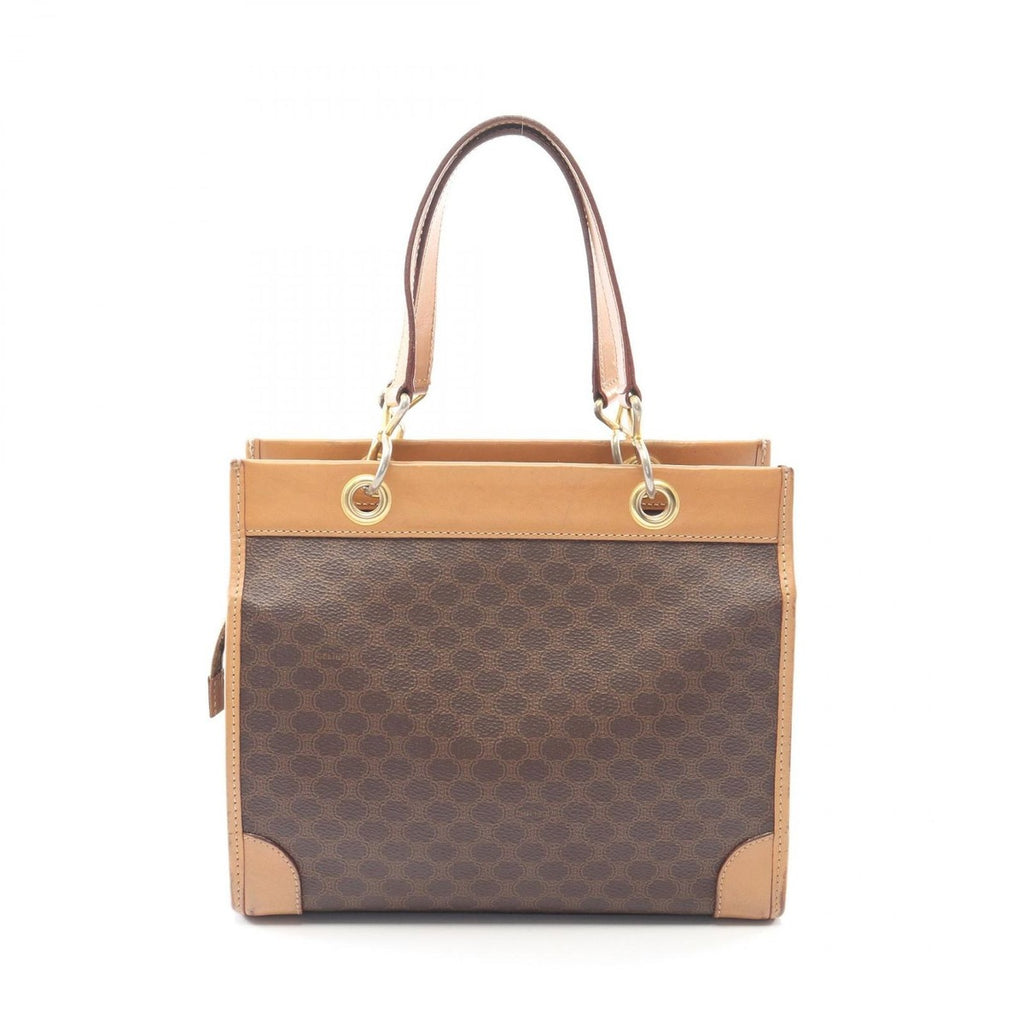 Celine Handbag Macadam Dark Brown Canvas Leather