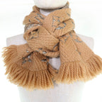 Louis Vuitton Echarpe Logo Mania Shine Wool Silk Scarf with Fringe Beige — view 3