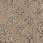 Louis Vuitton Echarpe Logo Mania Shine Wool Silk Scarf with Fringe Beige — view 4